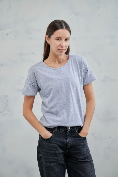 Remera Sandy Algodon con Tachas