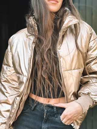 Campera Puffer Silver  Metalizada Velvet GUK2039 - Vista 3