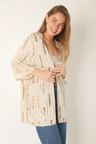 Kimono NATAL Lino c/ Rombos Bordados GU70084 - Vista 6