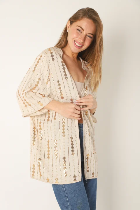 Kimono NATAL Lino c/ Rombos Bordados GU70084