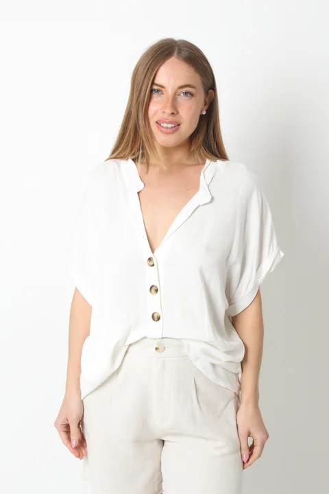 Blusa MIKONOS Simil Lino c/ Botones