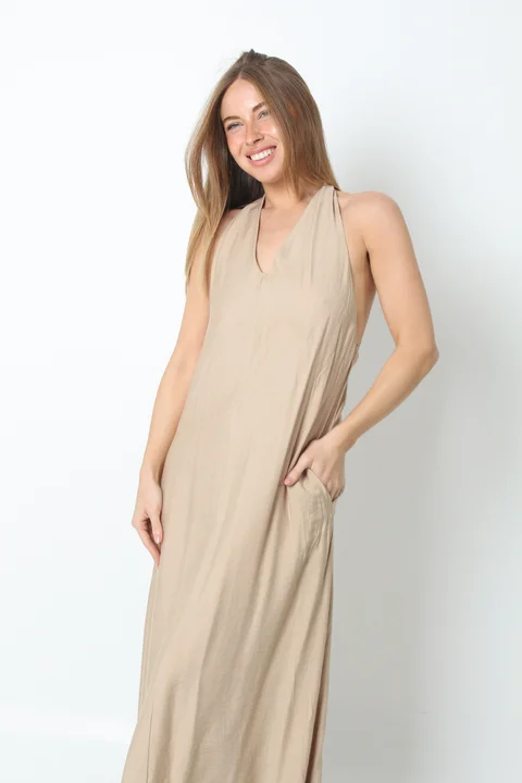 Vestido HAWAI Lino Espalda Cruzada GU248