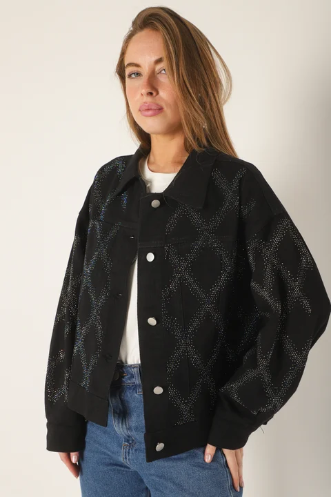 Campera Oversize Neti de Jean con Strass Tornasolado GUK4000