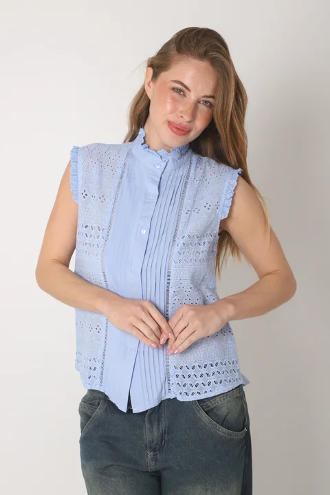 Camisa  Nori Broderie Sin Manga GUK4031