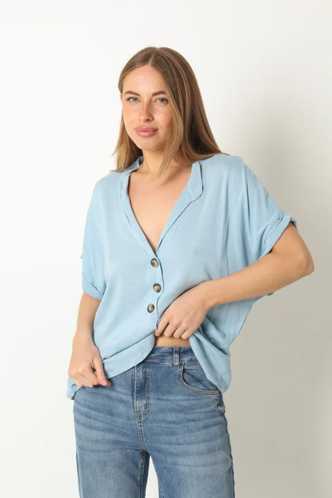 Blusa MIKONOS Simil Lino c/ Botones