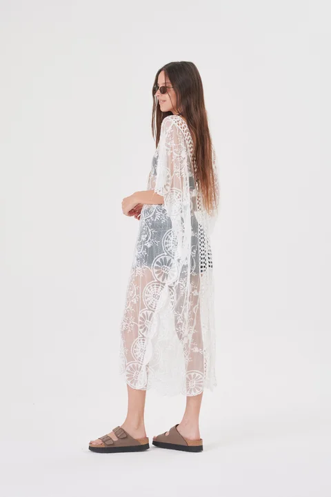 Vestido Tunica Bangalore Tull Bordado GUCH566