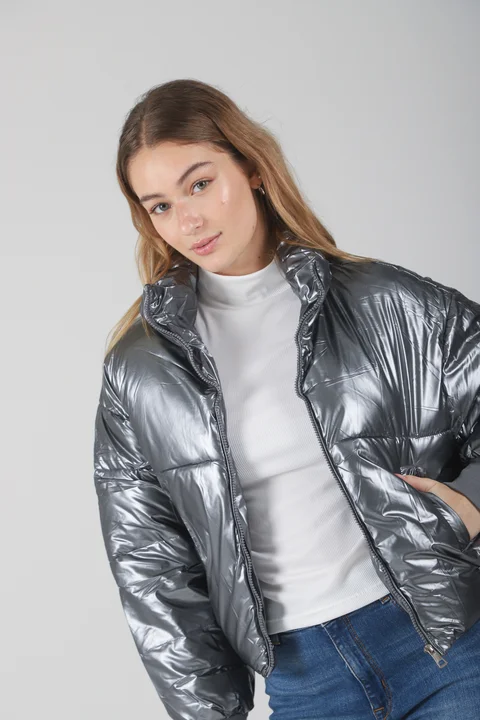 Campera Puffer Silver  Metalizada Velvet GUK2039