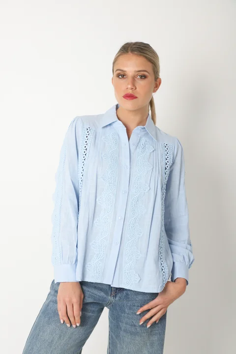 Camisa SYDNEY Lino Con Guipiur GU4109
