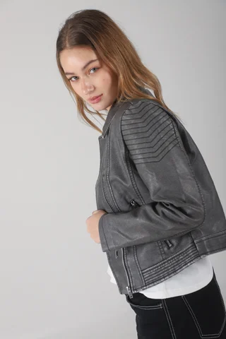 Campera Cartney Grey Cruzada Eco Cuero GU78304 - Vista 3