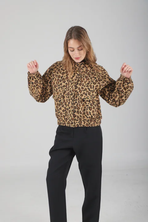 Campera Brown Gabardina Print GU70064