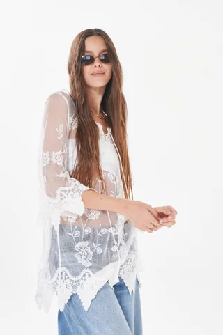 Camisola   Casandra  Tull Bordado GUCH562 - Vista 4