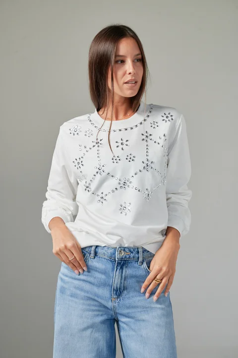 Buzo Boho Bordado con Piedras GUK4114