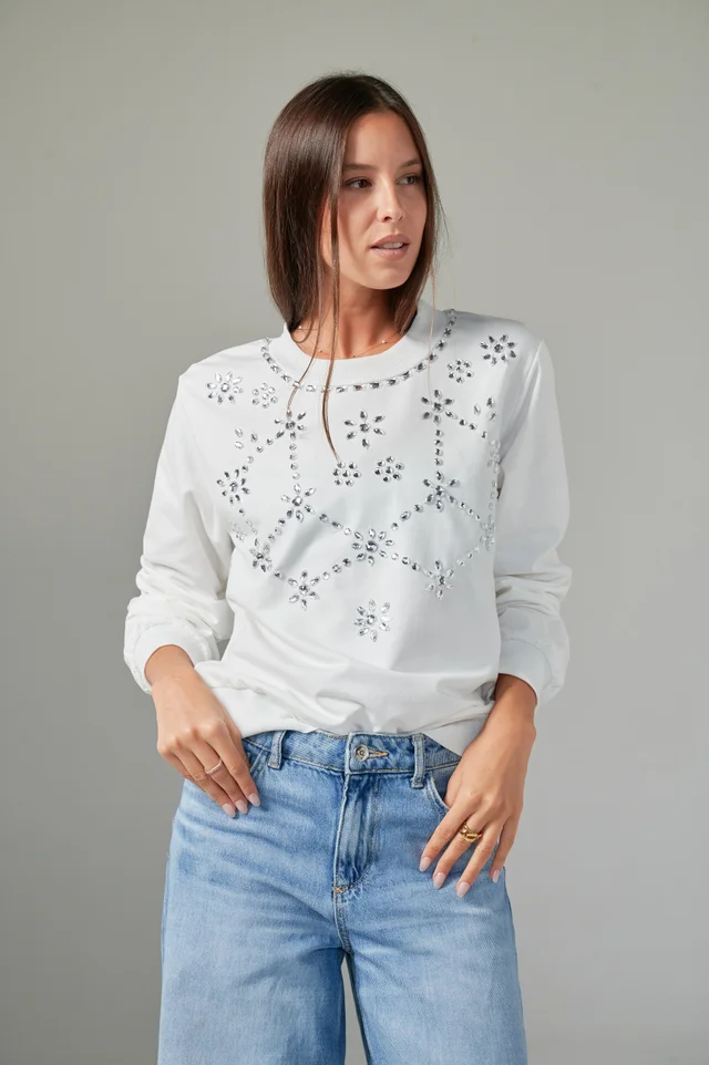 Buzo Boho Bordado con Piedras GUK4114