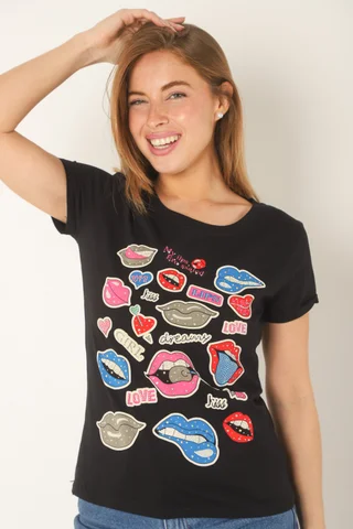 Remera GIRLS BOQUITAS c/ Brillos GU35640 - Vista 6