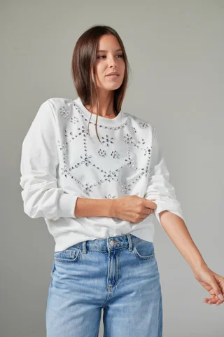 Buzo Boho Bordado con Piedras GUK4114 - Vista 3