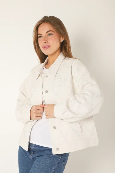 Campera Oversize Neti de Jean con Strass Tornasolado GUK4000