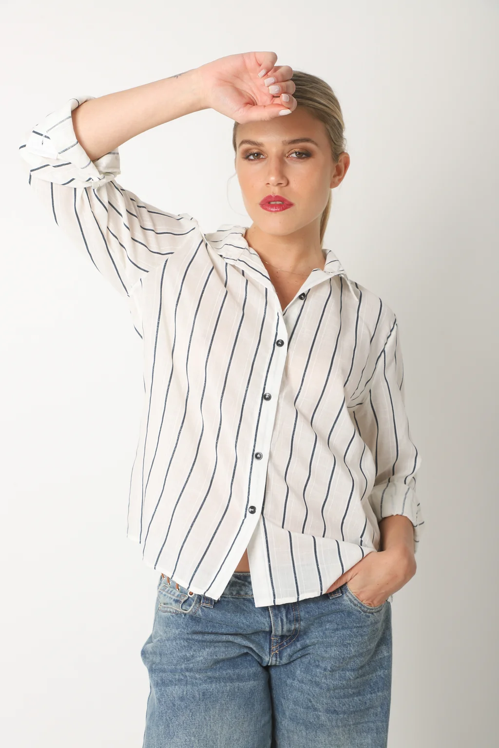 Camisa SINATRA Lino Rayado GU5201