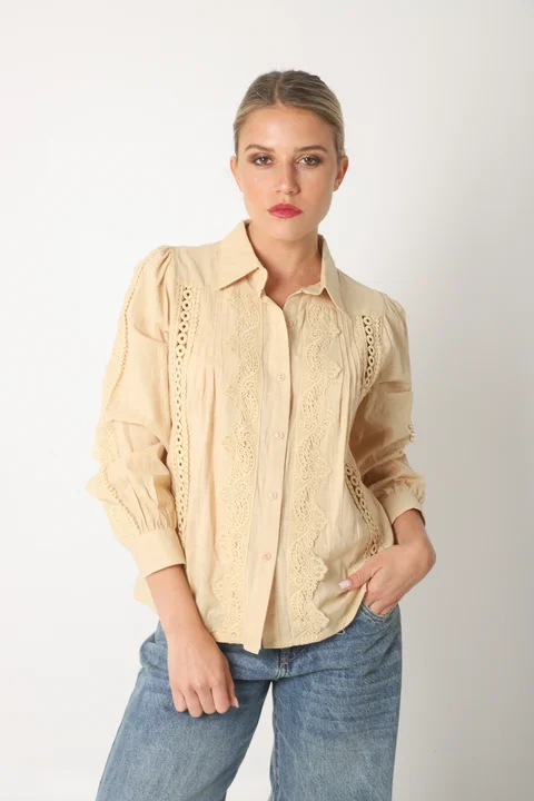 Camisa SYDNEY Lino Con Guipiur GU4109