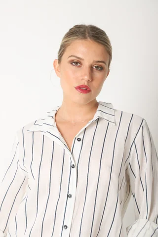 Camisa SINATRA Lino Rayado GU5201 - Vista 3