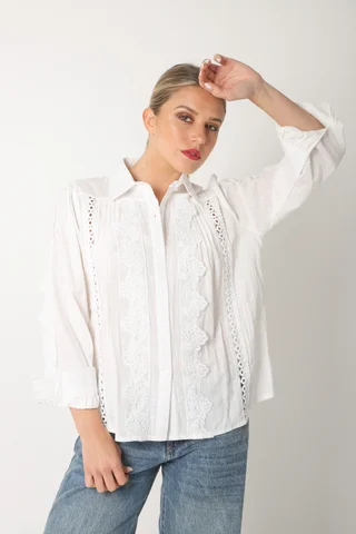 Camisa SYDNEY Lino Con Guipiur GU4109 - Vista 3