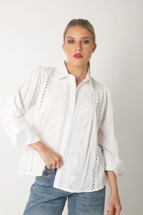 Camisa SYDNEY Lino Con Guipiur GU4109