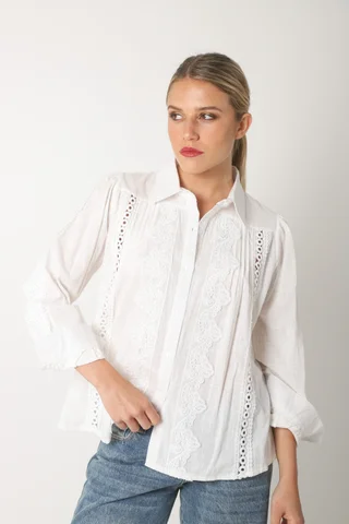Camisa SYDNEY Lino Con Guipiur GU4109 - Vista 6