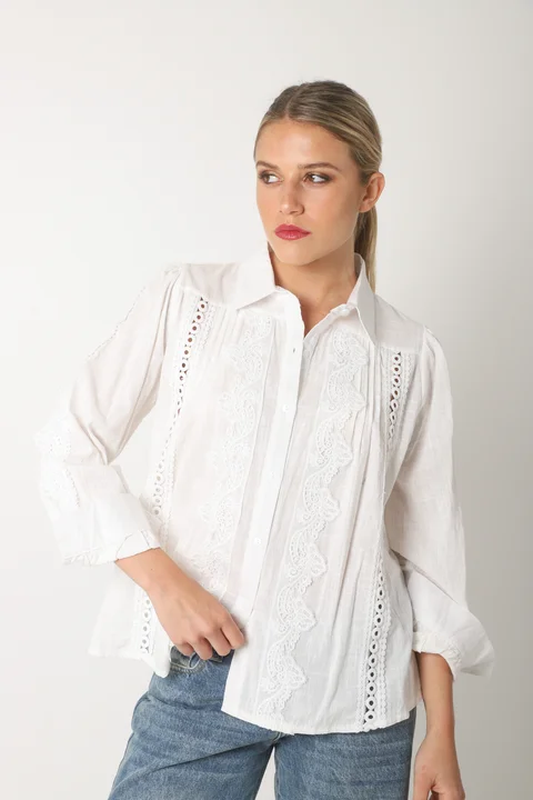 Camisa SYDNEY Lino Con Guipiur GU4109