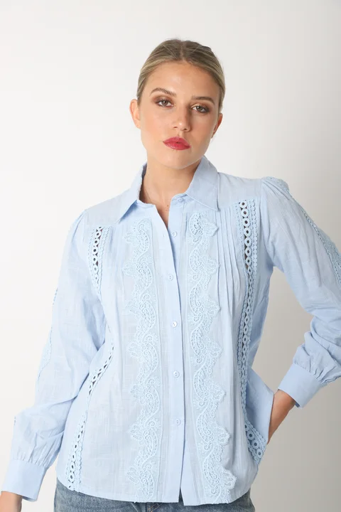 Camisa SYDNEY Lino Con Guipiur GU4109