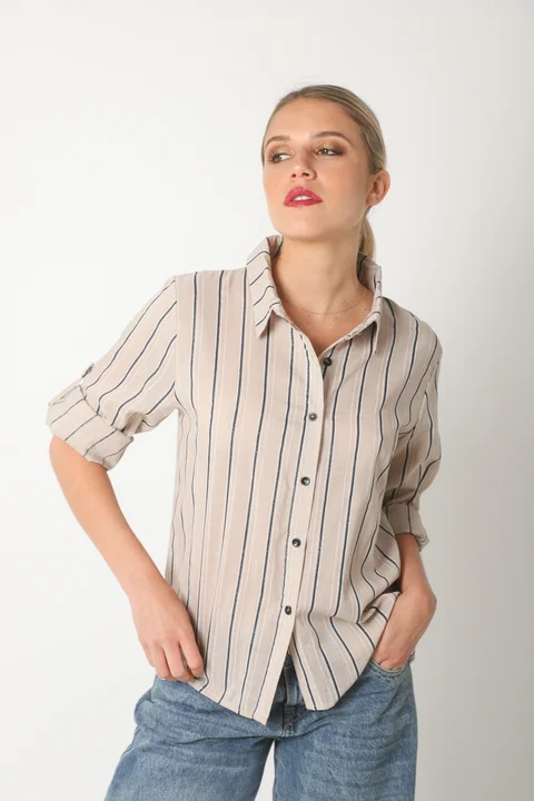 Camisa SINATRA Lino Rayado GU5201