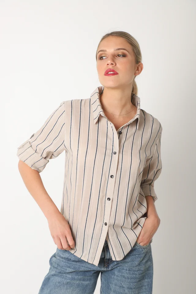 Camisa SINATRA Lino Rayado GU5201