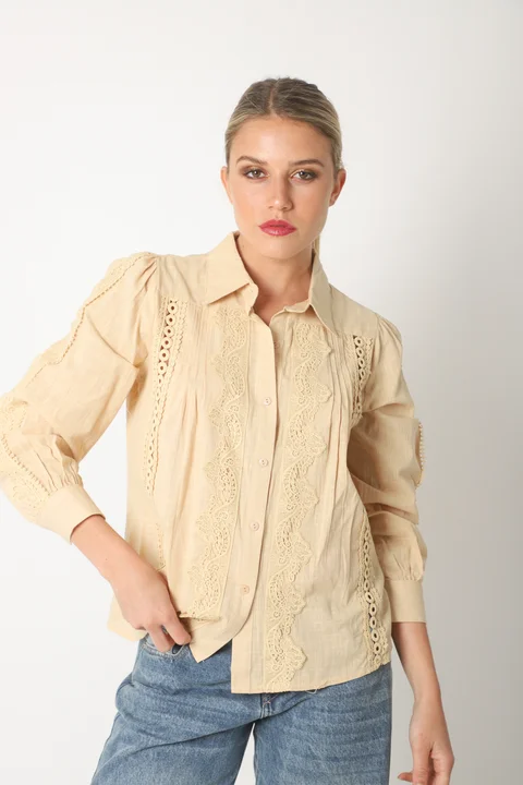 Camisa SYDNEY Lino Con Guipiur GU4109