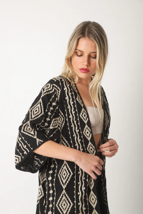Kimono MUNAY Lino bordado GUK70165