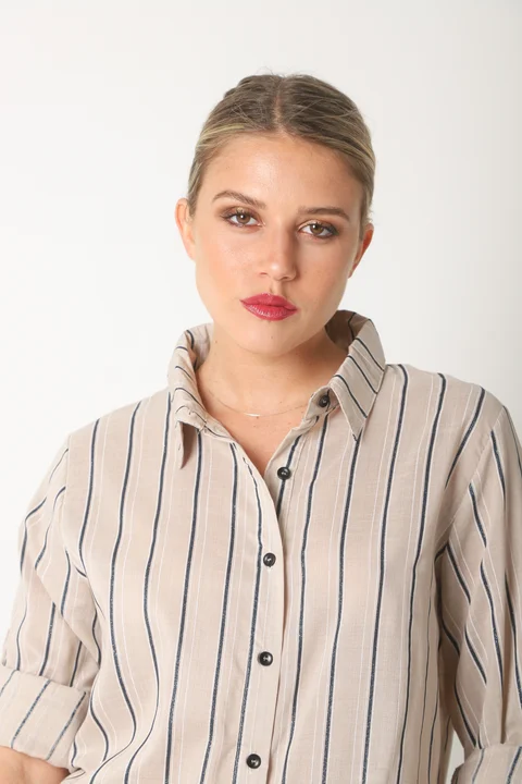 Camisa SINATRA Lino Rayado GU5201