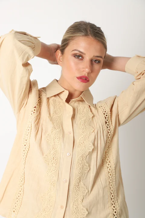 Camisa SYDNEY Lino Con Guipiur GU4109