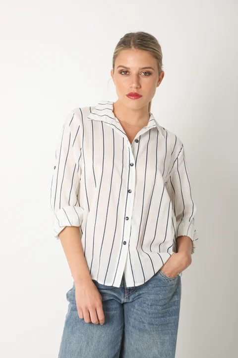 Camisa SINATRA Lino Rayado GU5201