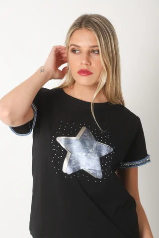 Remera AZZURA STAR C/ Relieve y Strass GU5117 - Vista 5