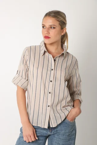 Camisa SINATRA Lino Rayado GU5201 - Vista 1