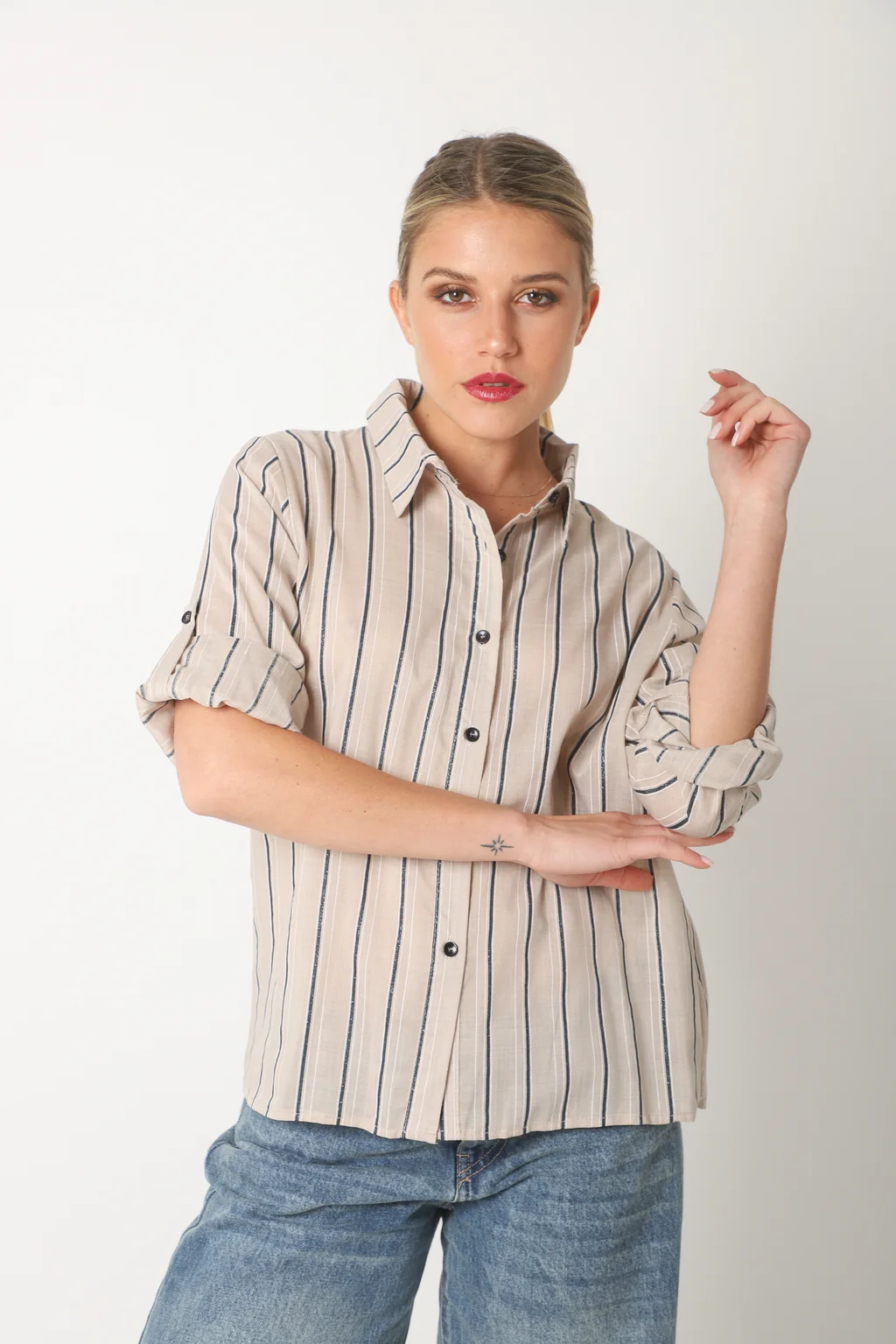 Camisa SINATRA Lino Rayado GU5201