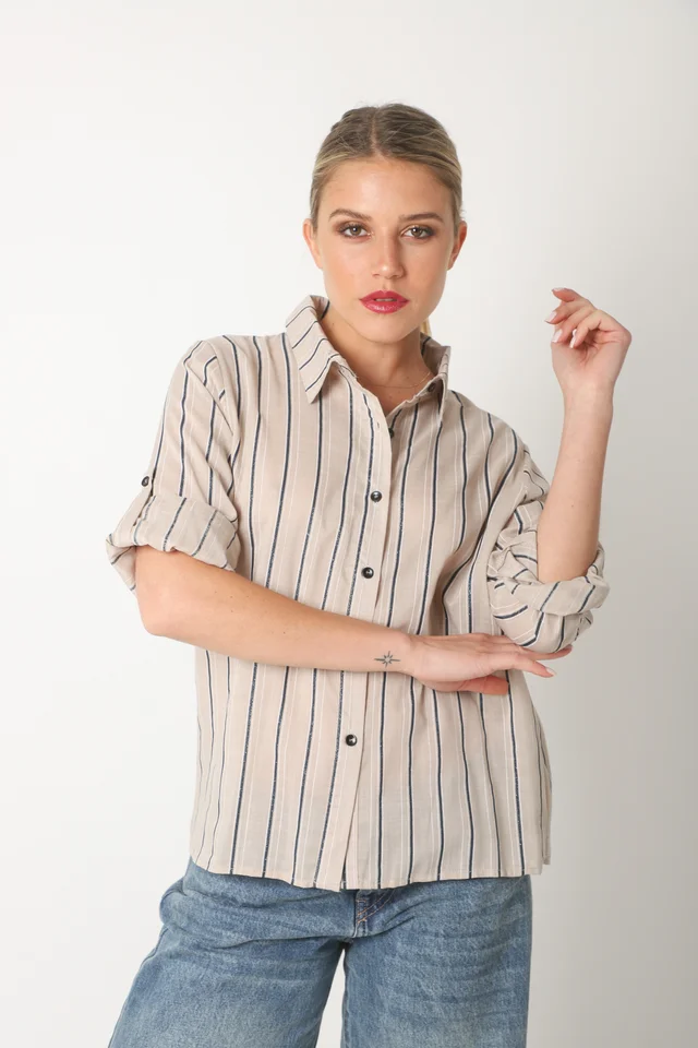 Camisa SINATRA Lino Rayado GU5201