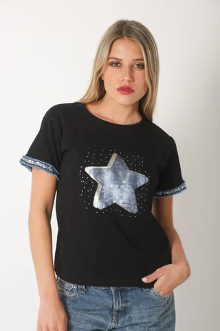 Remera AZZURA STAR C/ Relieve y Strass GU5117 - Vista 2