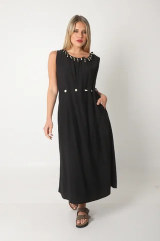 Vestido CARIBEAN Bambula Crep Tiras con Yute GUK70178 - Vista 3