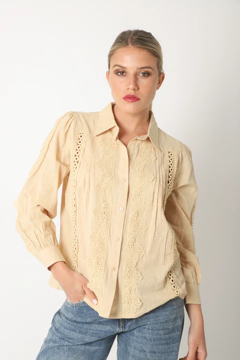 Camisa SYDNEY Lino Con Guipiur GU4109