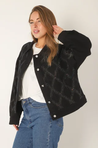 Campera Oversize Neti de Jean con Strass Tornasolado GUK4000 - Vista 4