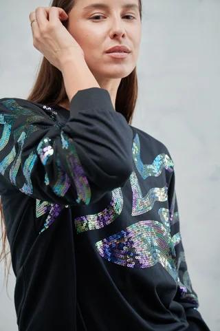 Buzo Crop Lentejuelas GUK70016 - Vista 4