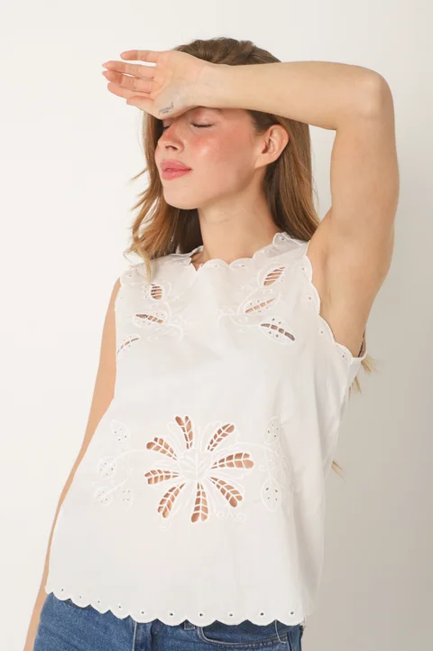 Musculosa Kaine Broderie Calada y Bordada GU4044