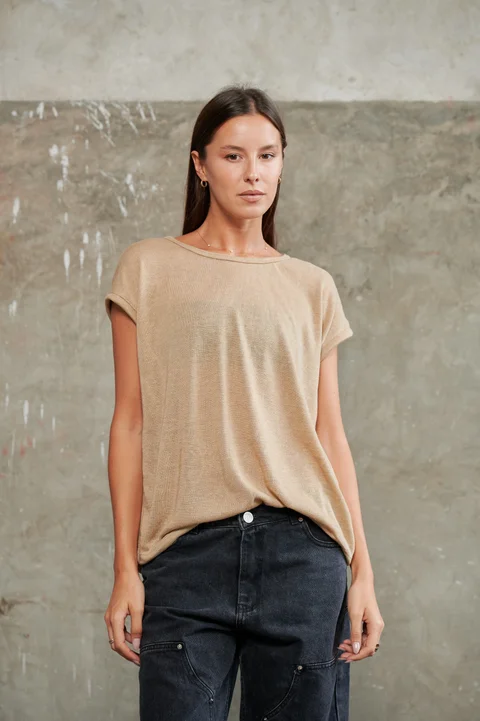 Remera Dana Hilo Flame con Lurex