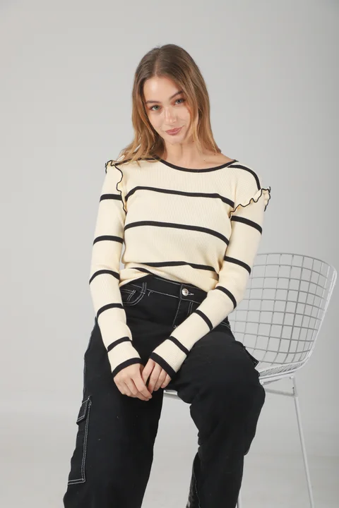 Sweater OHLALA Bremer Rayado c/Volados GUL660