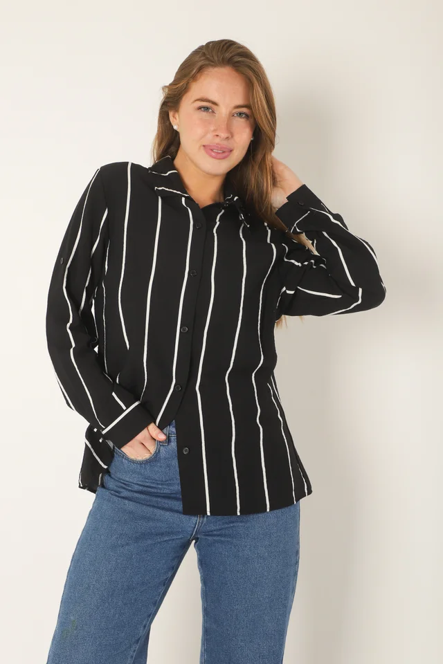 Camisa Freda Crepe Raya Intercalada