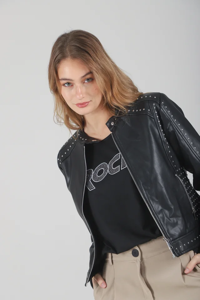 Campera Atenas Ecocuero con Tachas GU78305