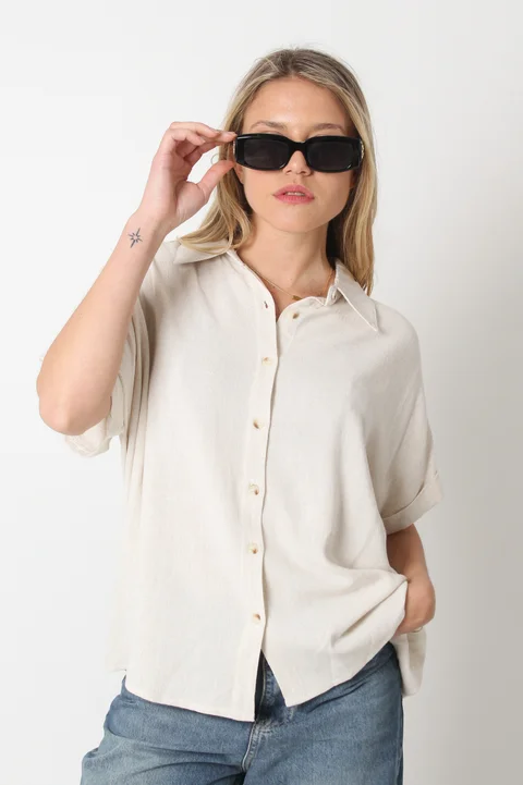 Camisa CANNES Lino Oversize Manga Corta GUC48